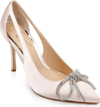 Jewel Badgley Mischka Gerry Crystal Bow Pointed Toe Pump | Nordstrom | Nordstrom