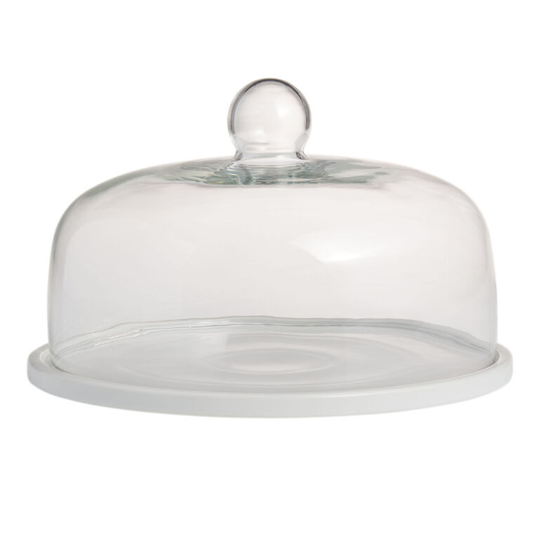 Coupe White Porcelain Cake Plate With Cloche | World Market