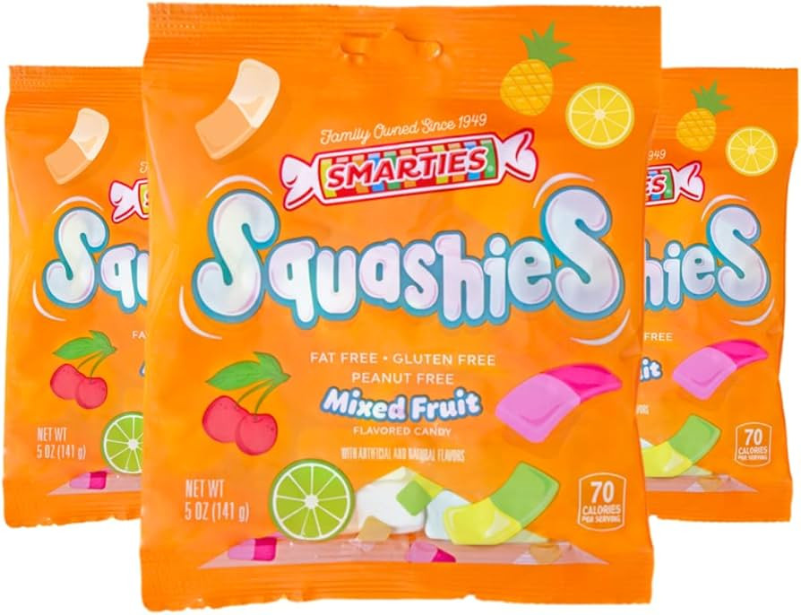 Smarties Squashies Mixed Fruit Flavor - Peanut Free, Gluten Free & Fat Free Gummy Candy - Perfect... | Amazon (US)