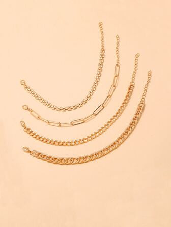 4pcs Minimalist Solid Anklet | SHEIN