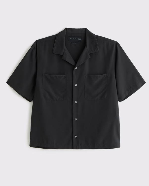 Camp Collar Cropped Cupro Shirt | Abercrombie & Fitch (US)