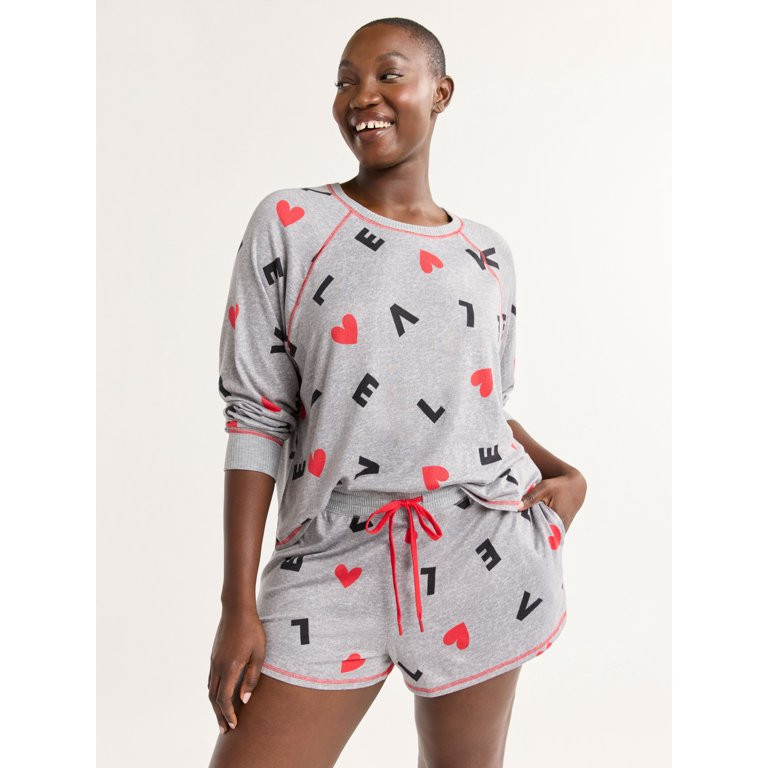 Joyspun Women's and Women’s Plus Hacci Knit Sleep Shorts, 2.75” Inseam, Sizes XS to 3X | Walmart (US)