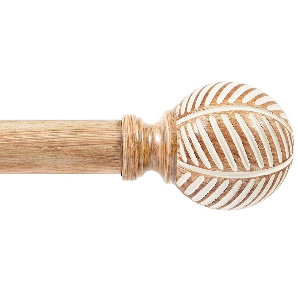 Zeerobee Wood Curtain Rods for Windows 48 to 84, 1 Inch Heavy Duty Drapery Rods with Imitation Wo... | Amazon (US)