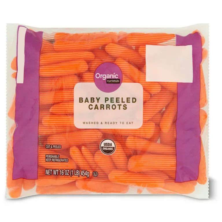 Organic Marketside Fresh Baby Peeled Carrots, 1 lb Bag | Walmart (US)