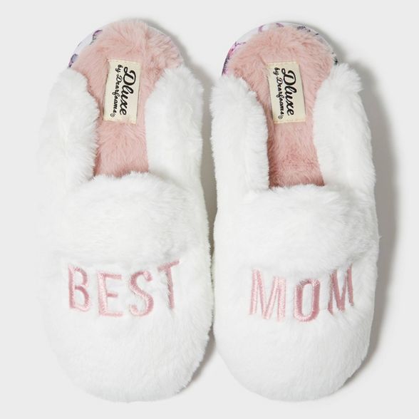 Women's dluxe by dearfoams Best Mom Slippers - Alabaster | Target