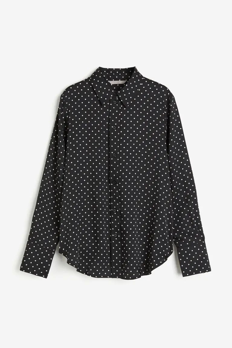 Shirt - Black/dotted - Ladies | H&M US | H&M (US + CA)