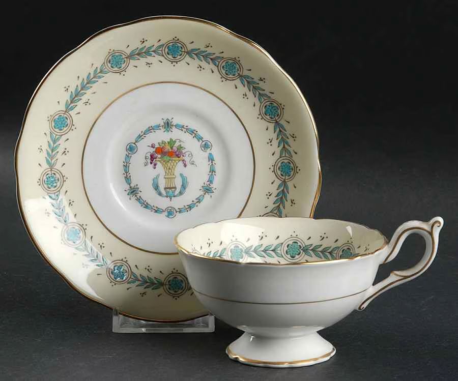 Queen Elizabeth Ivory Footed Cup & Saucer Set by Coalport | Replacements