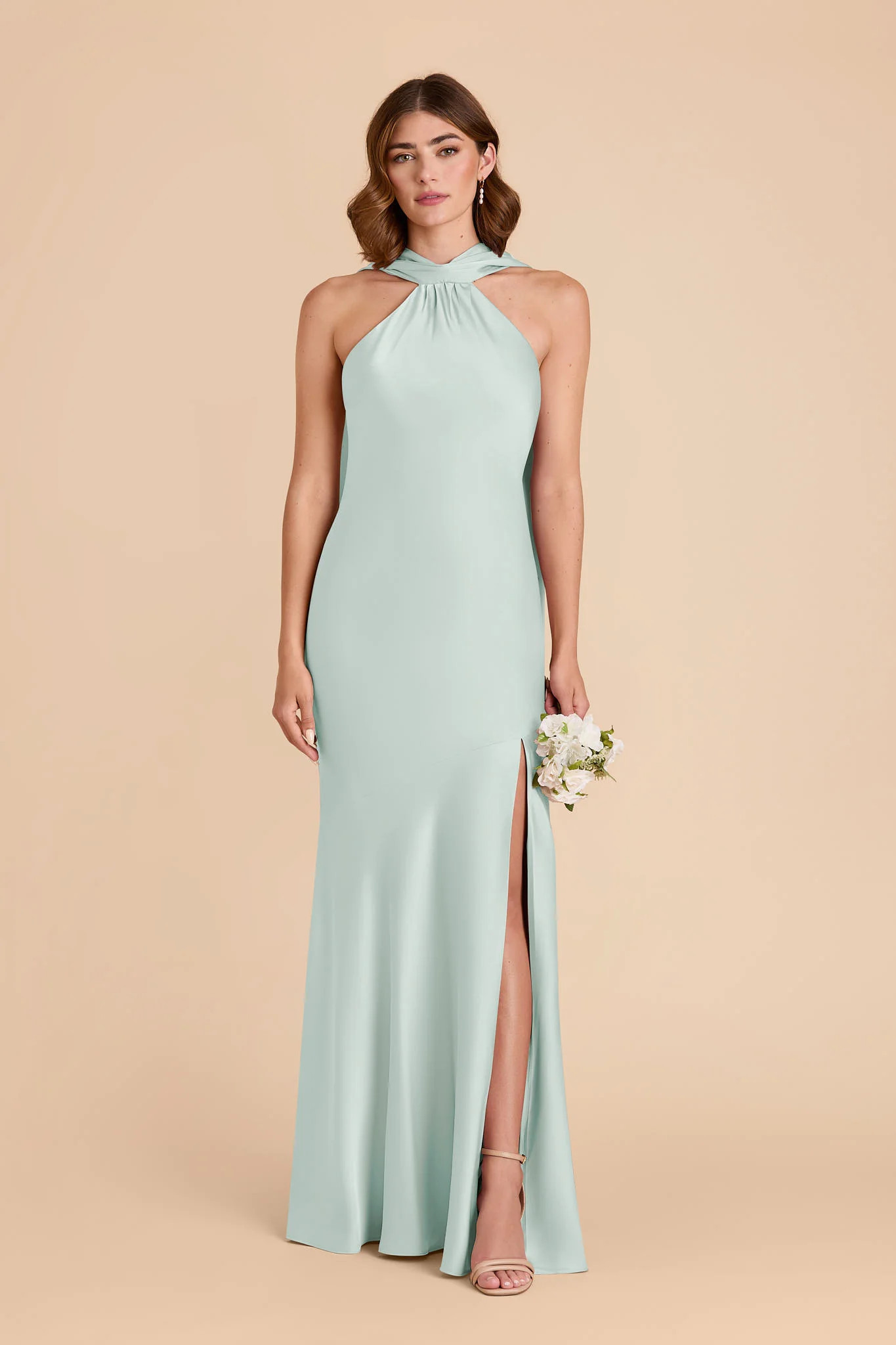 Mint Bridesmaid Dress Matte Satin Size 0X Birdy Grey Eileen | Birdy Grey