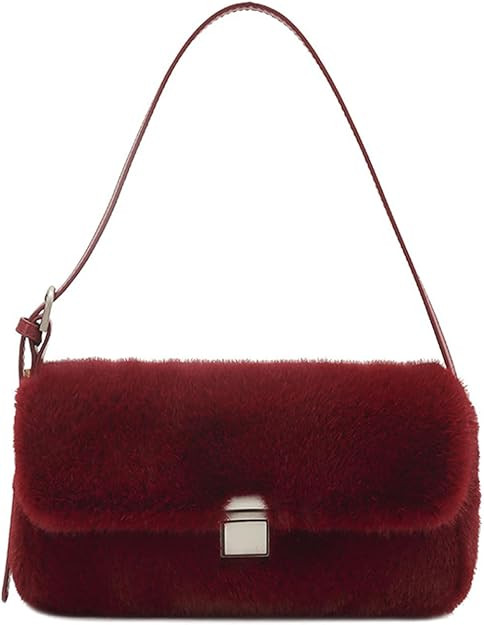 Fur Purse Furry Fuzzy Flap Bag Square Fluffy Shoulder Bag Soft Winter Totes Envelop Underarm Hand... | Amazon (US)