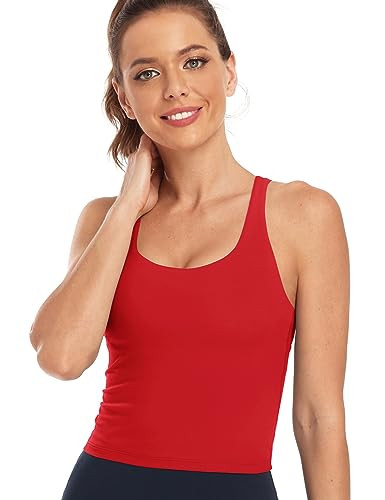 HeyNuts Longline Zeal Bras Medium Impact Wirefree Sports Bras Workout Crop Tank Tops with Removab... | Amazon (US)