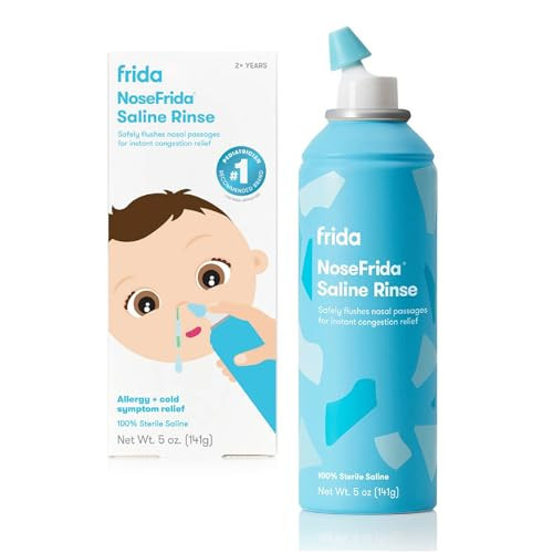 Frida Baby Saline Rinse for Toddler, Kids, Ages 2+, Saline Rinse for Sinus, Instant Congestion Relief & Allergy Relief, Flush Out Allergens, Mucus, Pollen, Dust, Safe for Daily Use | Amazon (US)