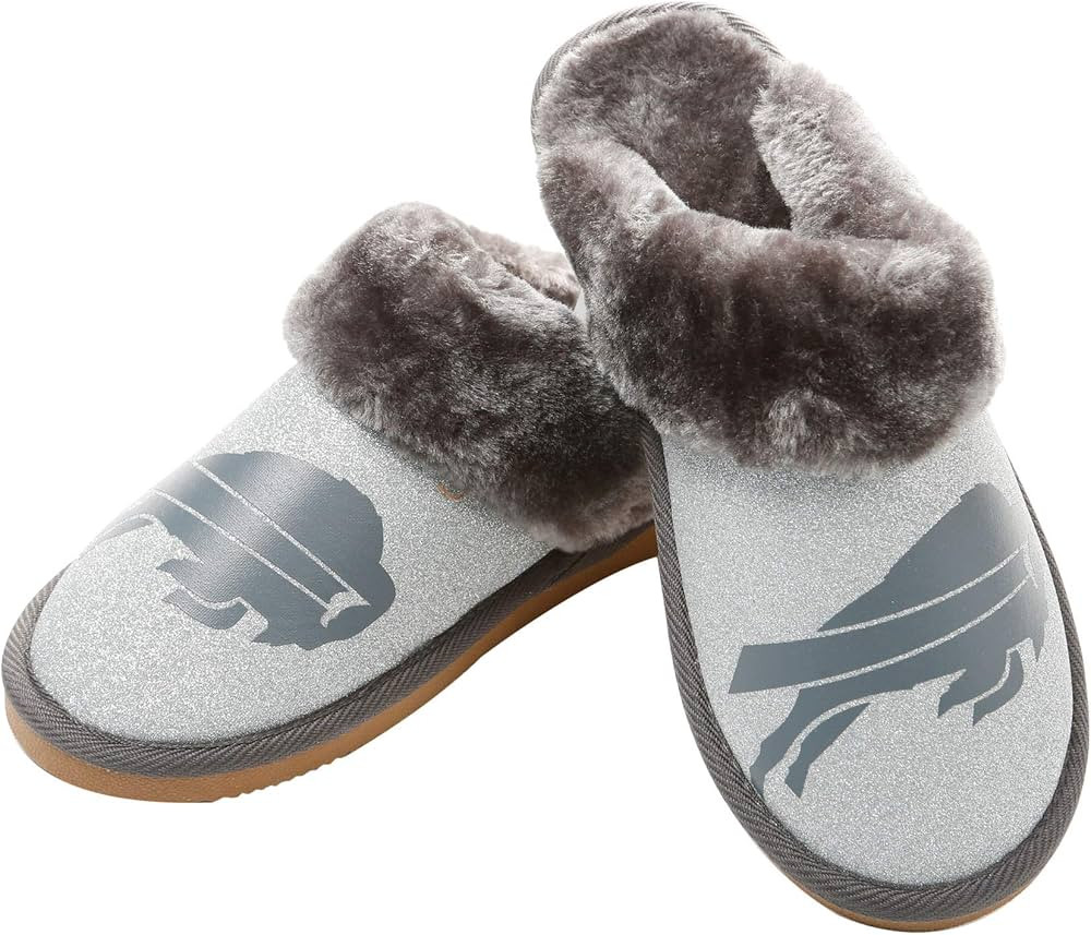 FOCO Womens NFL Team Logo Glitter Open Back Moccasin | Amazon (US)