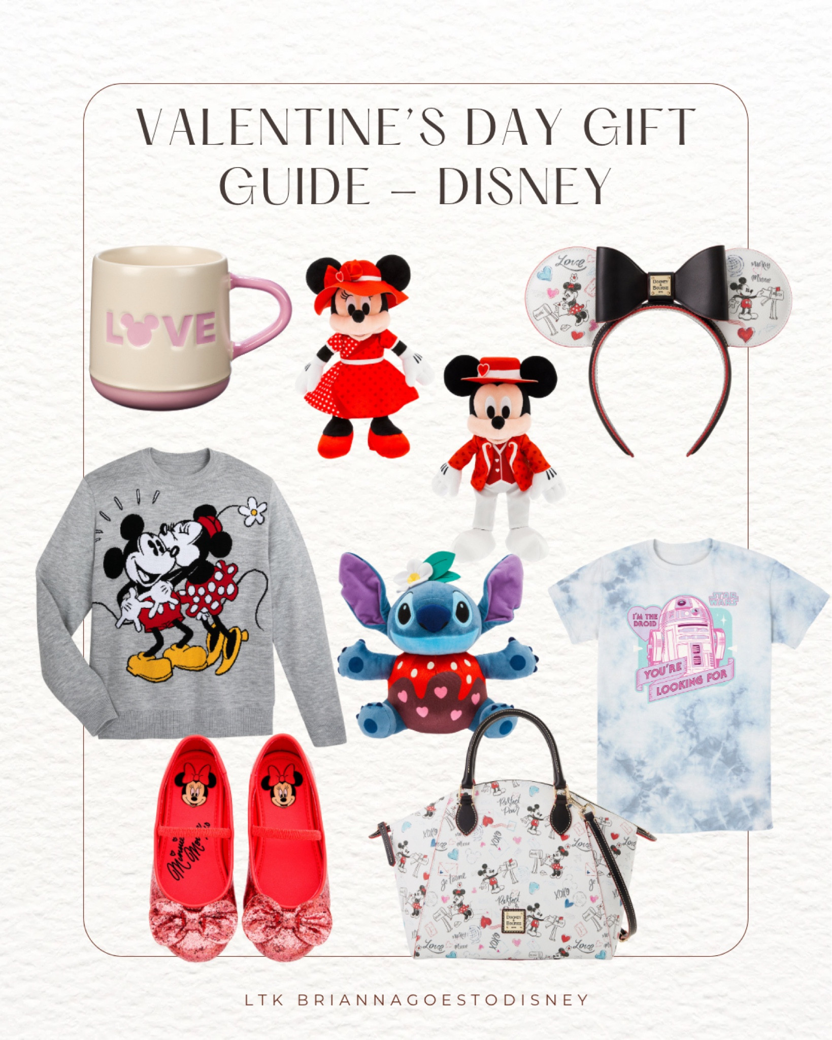 Disney Inspired Valentine’s Day Gift Guide

Stitch plush, Minnie & Minnie Mouse pull over knit sweater, Dooney & Bourke Mickey & Minnie sweetheart ears, D&B Minnie & Mickey sweetheart satchel bag, shirts for adults, love mug, Mickey & Minnie plushes, stuffed animals, R2-D2 “I’m the droid you’re looking for” t-shirt for adults & sparkly Minnie Mouse shoes for girls

#LTKGiftGuide