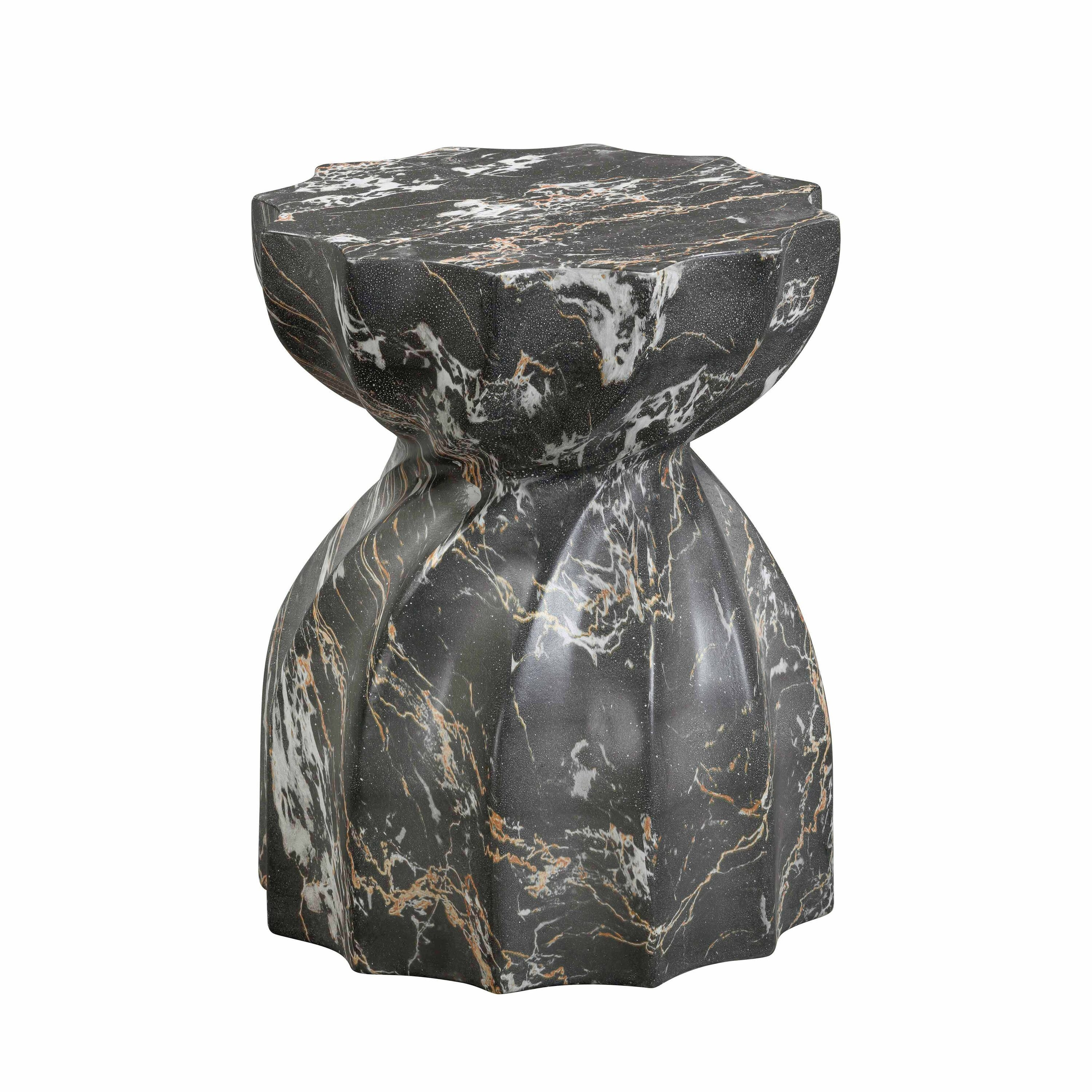 TOV Furniture Turin Black Marble Concrete Ottoman one_size | TOV-O54281 | Lowe's