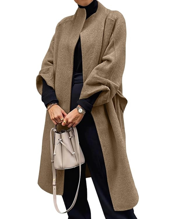 Cicy Bell Womens Long Pea Coats Oversized Wrap Wool Blend Trench Coats Winter Open Front Cardigan... | Amazon (US)