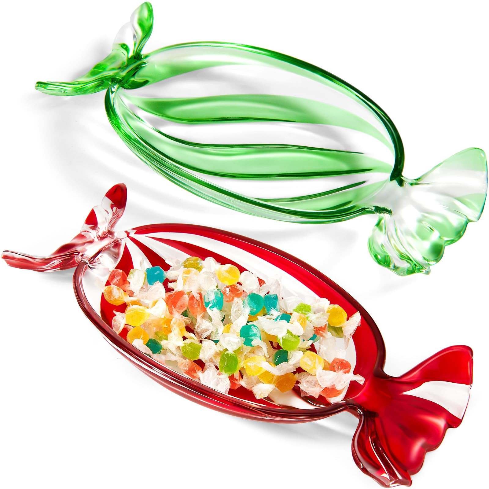 Maxcheck 2 Pcs Christmas Candy Platter Glass Candy Dish Tray Decorative Dessert Plate for Xmas Pa... | Amazon (US)