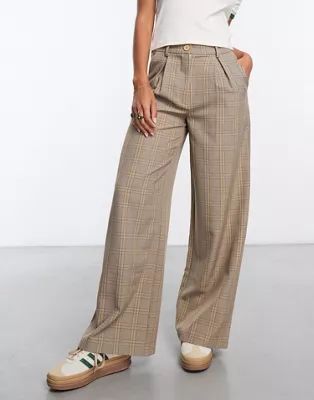 Reclaimed vintage wide leg trouser in brown check | ASOS (Global)