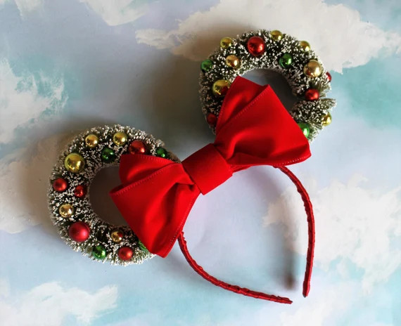 Christmas Wreath Mickey Ears  Christmas Mickey Ears  | Etsy | Etsy (US)