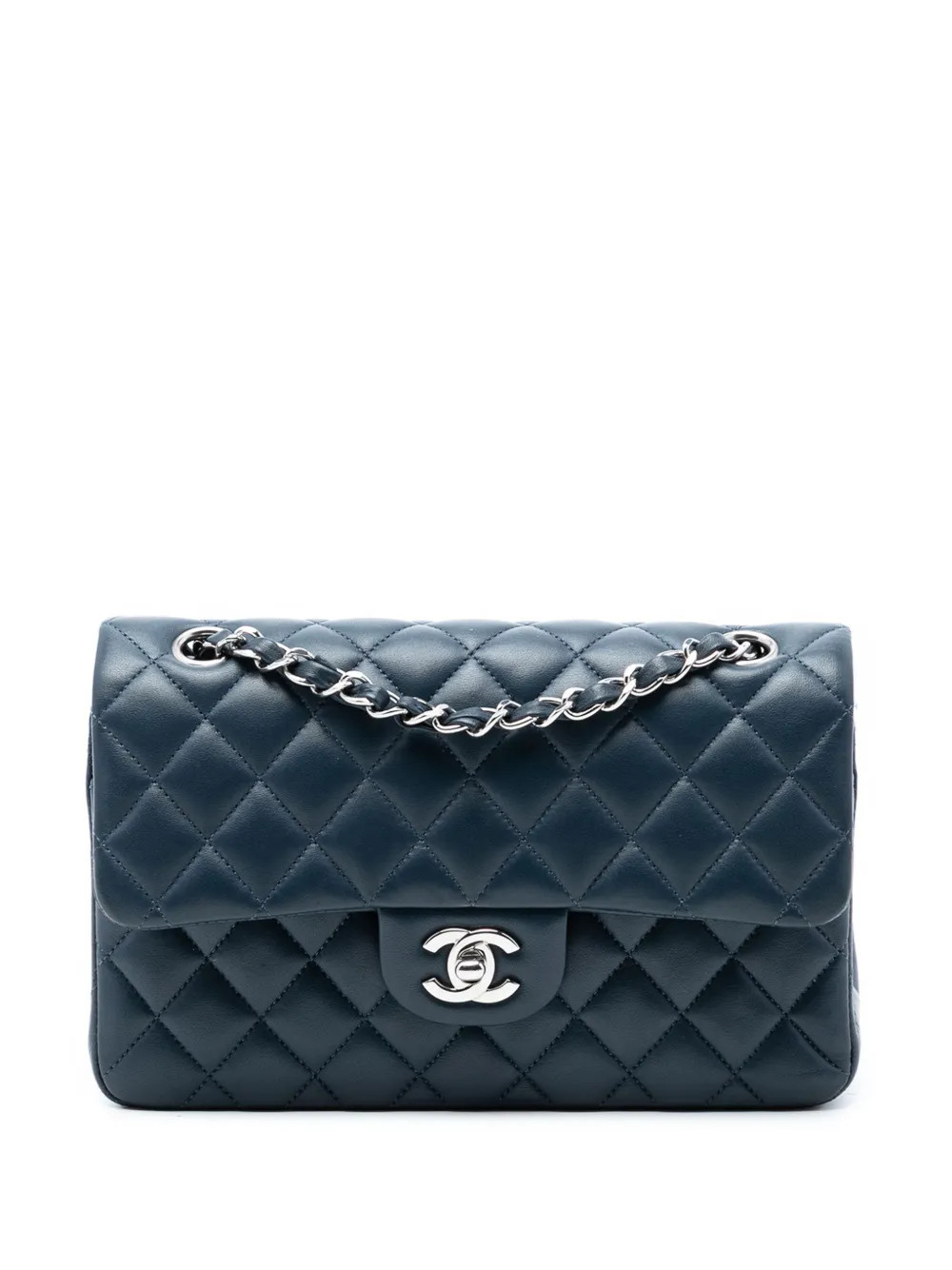 CHANEL Pre-Owned 2018-2019 Small Classic Lambskin Double Flap shoulder bag - Blue | Farfetch Global