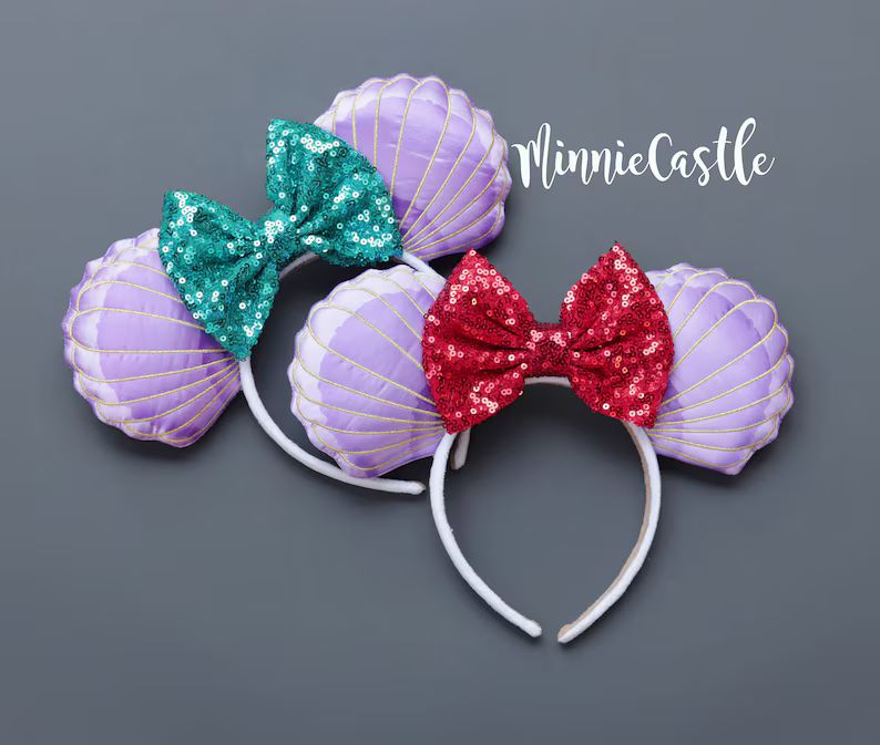 Seashells Mermaid Ears, Mickey Ears, Mermaid Mickey Ears, Minnie Ears, Scale Mickey Ears, Under t... | Etsy (US)