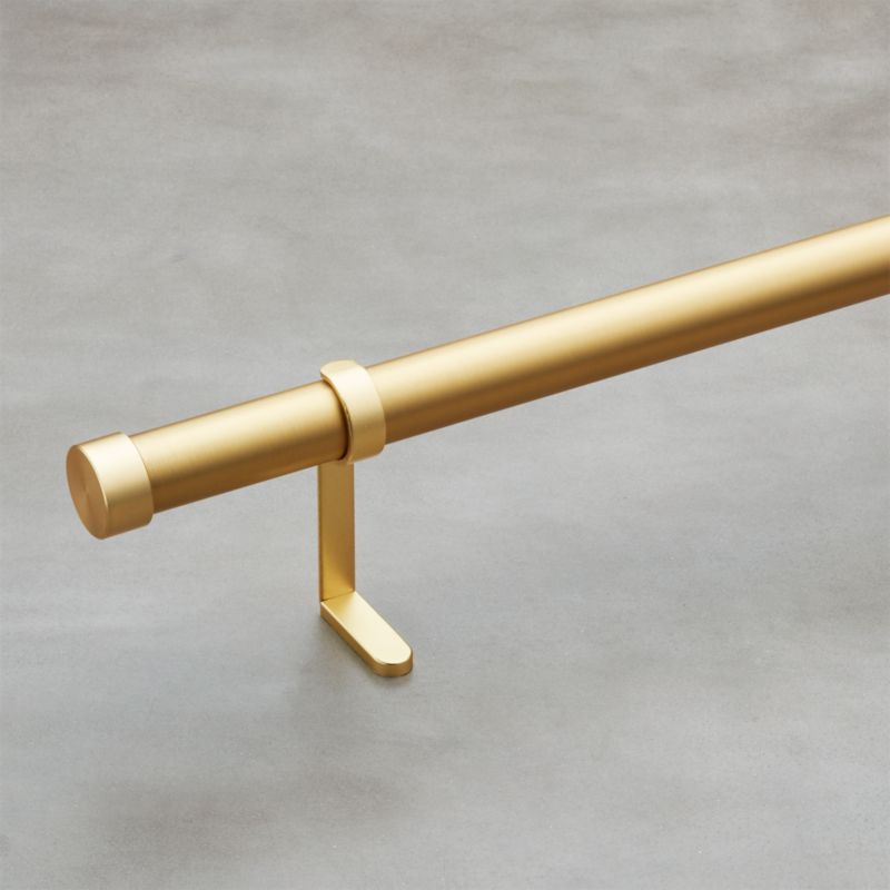 Brushed Brass Curtain Rod Set 48"-88"x1.25"Dia. + Reviews | CB2 | CB2