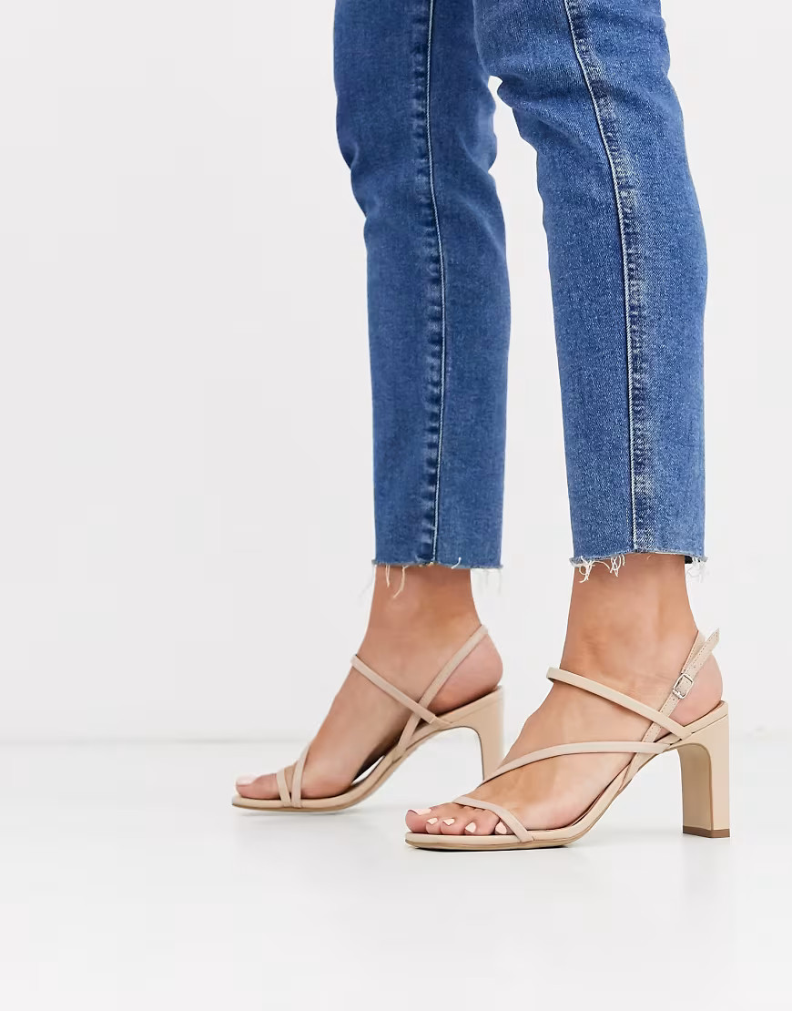 New Look multi strap block heeled sandals in oatmeal-Beige | ASOS (Global)