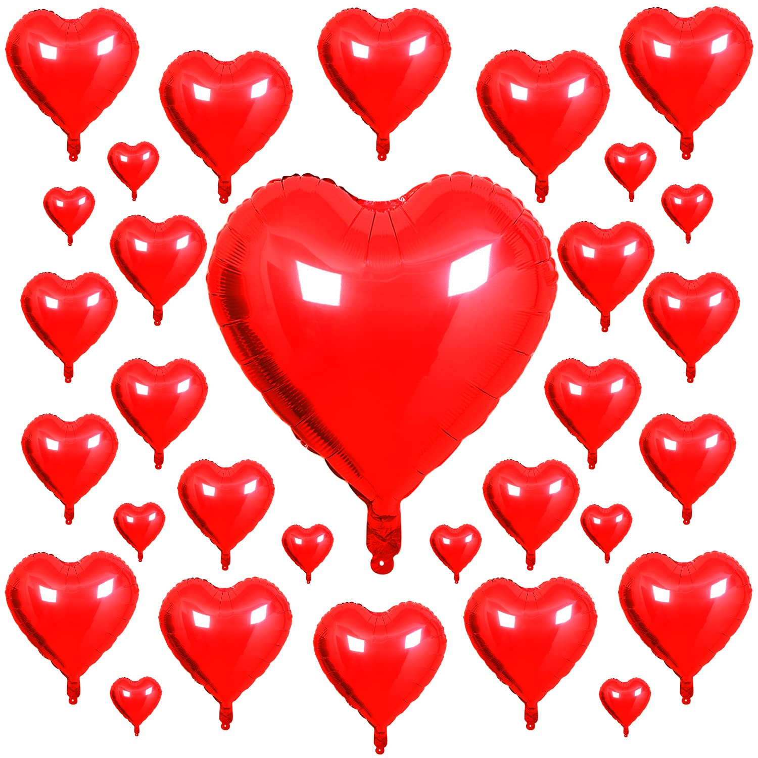 31PCS Valentines Day Heart Foil Balloons Red Heart Foil Balloons with 32 Inch Large Red Heart Bal... | Amazon (US)