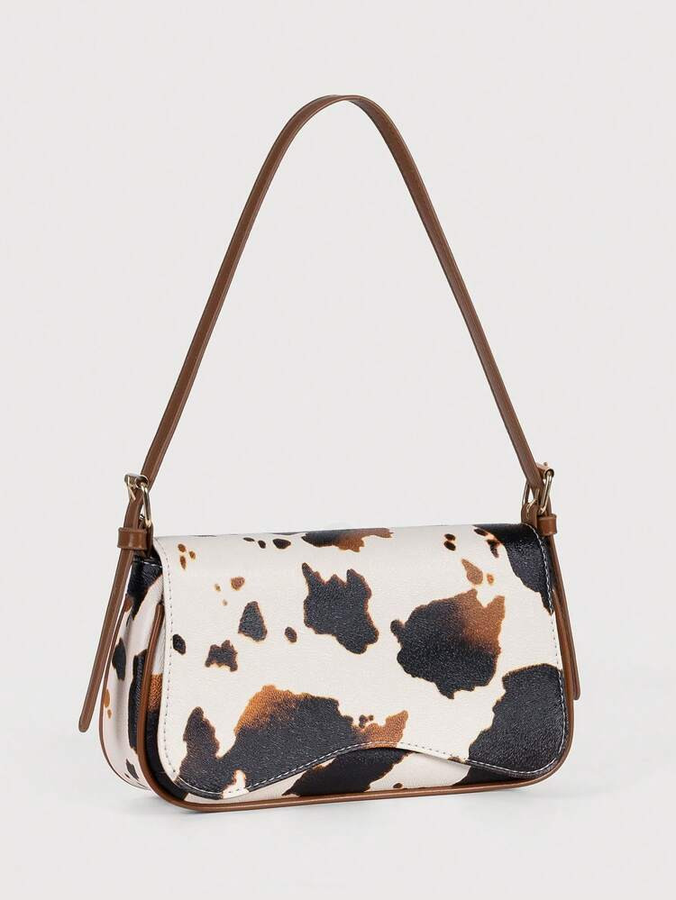 Animal Print Underarm Bag Cow Print Shoulder Bag Y2K Hobo Bag Crescent Bag Street Style Purse For Commuting, Shopping And Daily | SHEIN