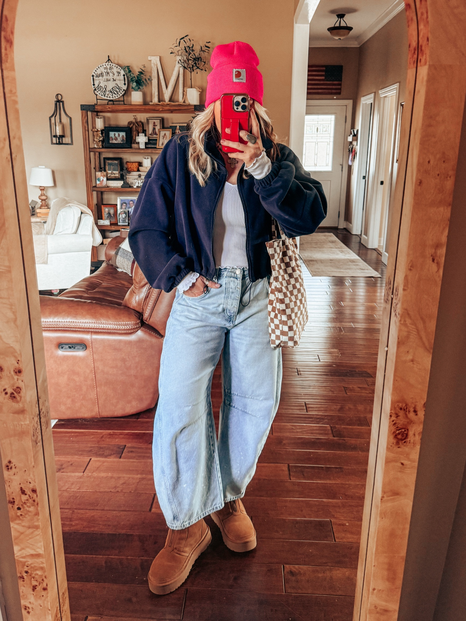 My OOTD 🩷🥶
Ruffle hem layering tee - M
Fleece jacket - M
Jeans - sized down 
Uggs - older 

#LTKOver40 #LTKFindsUnder100 #LTKStyleTip