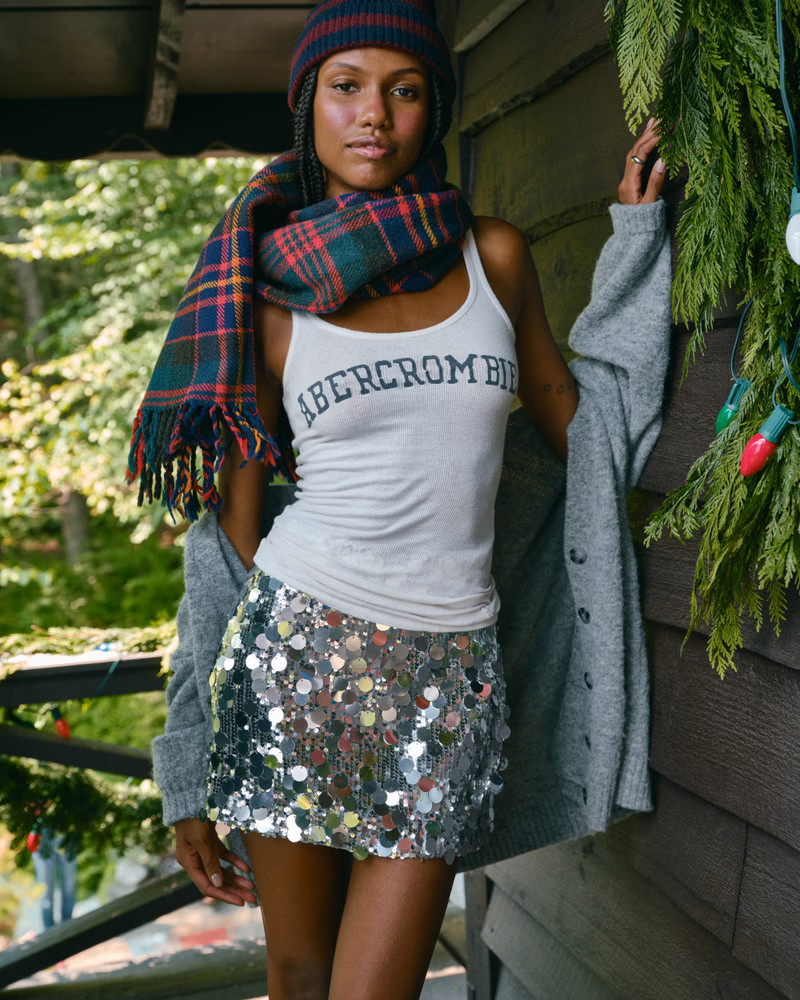 The A&F Scarlett Sequin Mini Skort | Abercrombie & Fitch (UK)