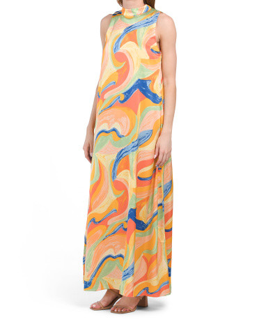 Halter Satin Abstract Dress | TJ Maxx