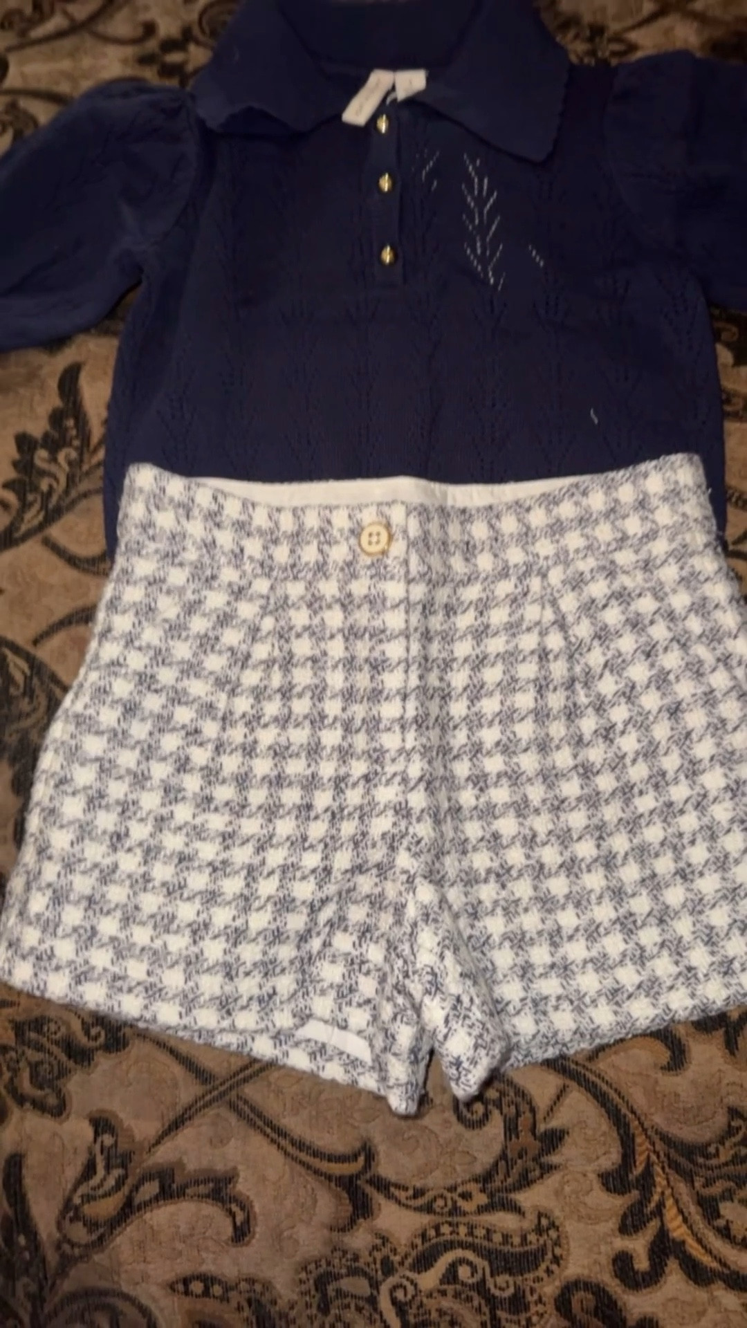 Blue sweater knit toddler girl blouse an tweed shorts 

#LTKKids #LTKmomlife #LTKHoliday