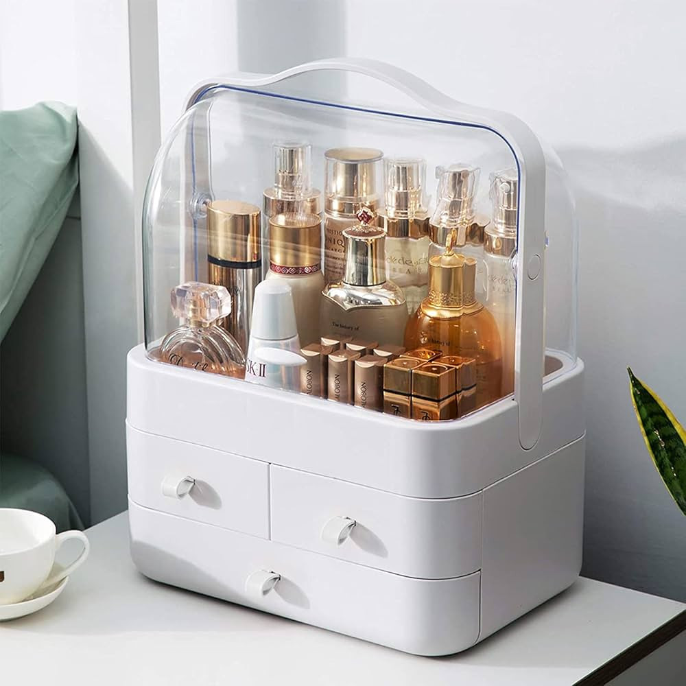 Makeup Organizer, Cosmetics Skincare Organizer Box Waterproof & Dustproof, Make up Organizers and... | Amazon (US)