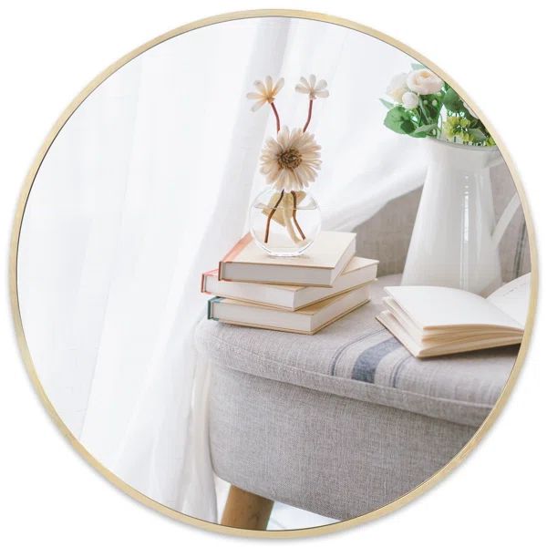 Modern Wall-Mounted Aluminum Round Mirror | Wayfair North America