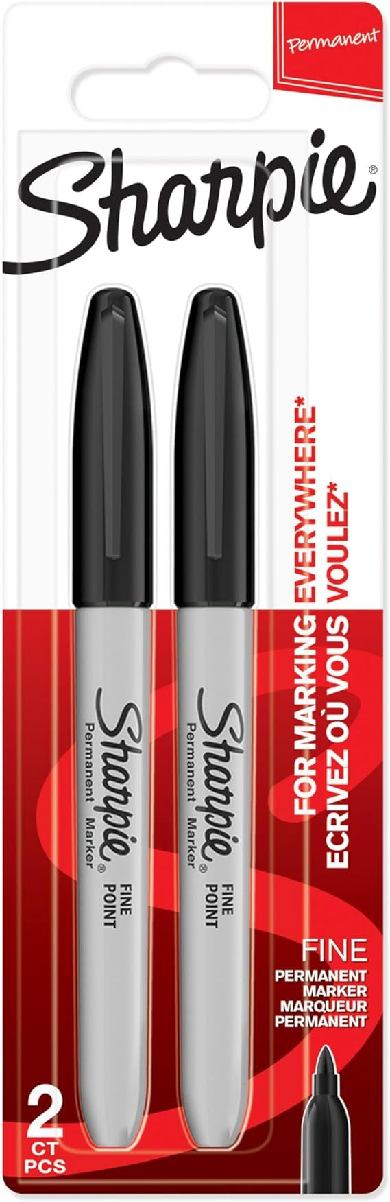 Sharpie Permanent Markers Fine Point Black 2 Count | Amazon (US)