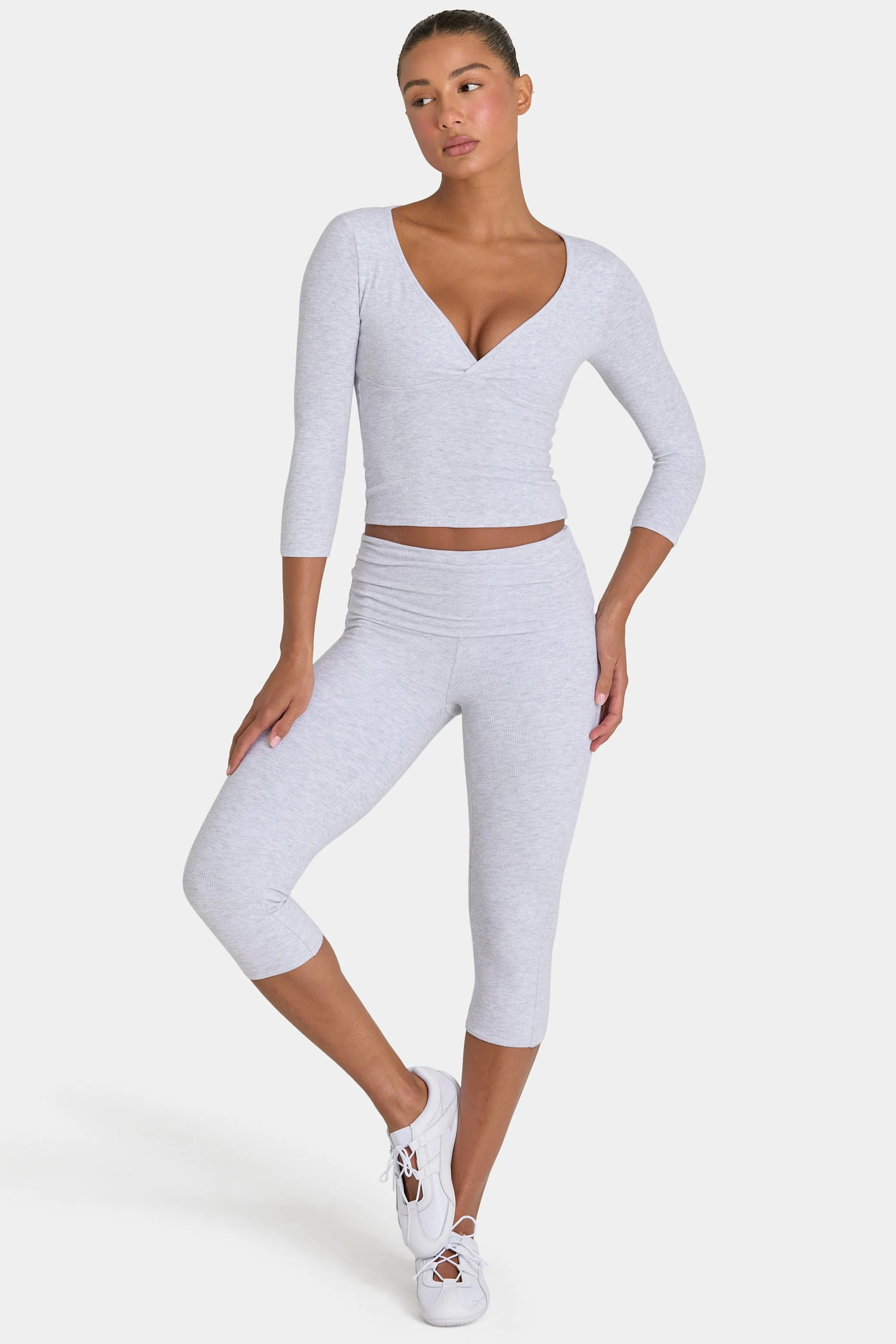 ButterCloud\u2122 Capri Leggings in Grey Marl | Bo+Tee