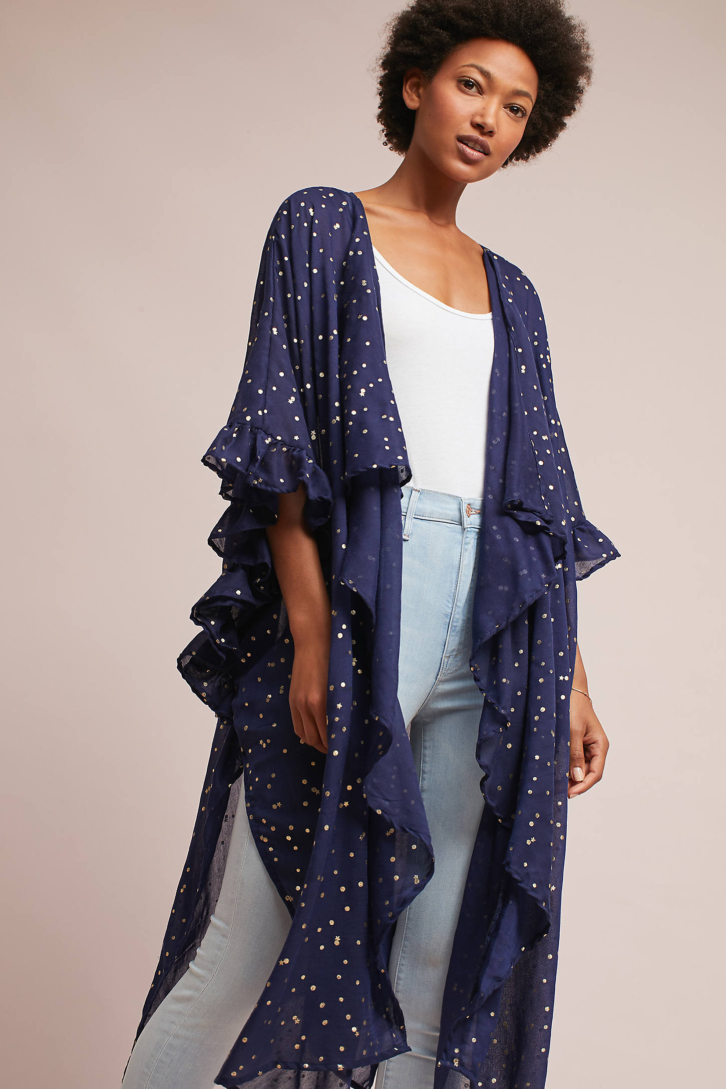 Ruffled Galaxy Kimono | Anthropologie (US)