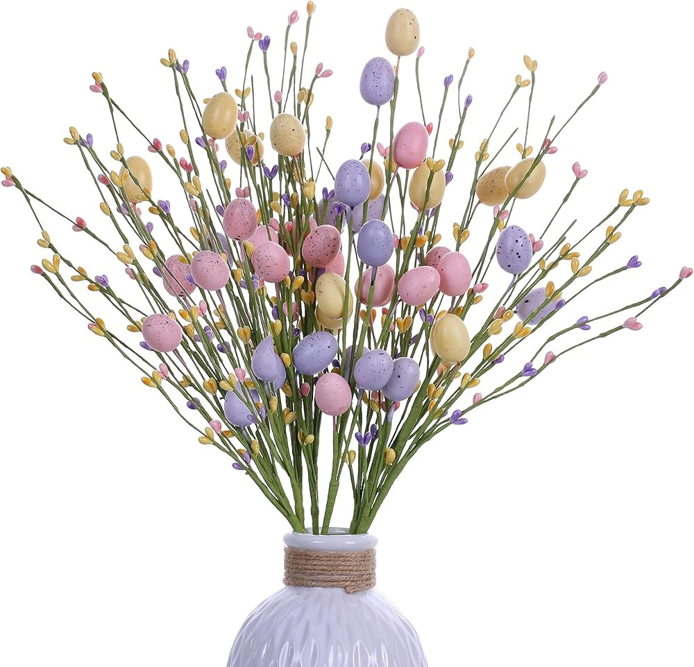 VioletEverGarden Easter Picks,6 Pack Easter Egg Picks Artificial Easter Berry Stems Easter Picks and | Amazon (US)