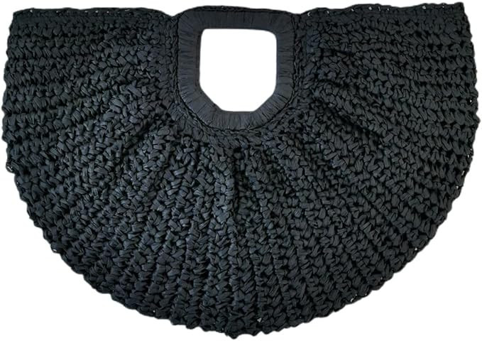 Bandkos Straw Beach Bag for Women Summer Hand-woven Travel Tote Handbag Purse Handmade Rattan Clu... | Amazon (US)