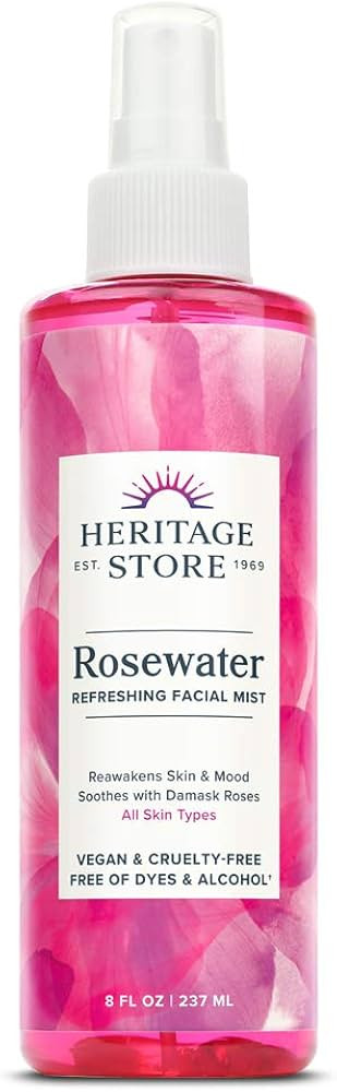 HERITAGE STORE Rosewater Spray | Hydrating Mist for Skin & Hair | No Dyes or Alcohol | Vegan | 8 ... | Amazon (US)
