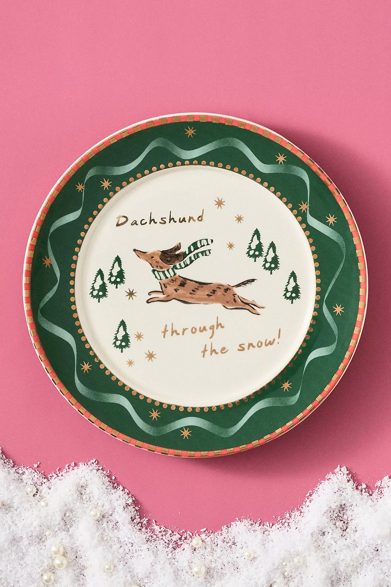 Caroline Stoneware Holiday Dessert Plate | Anthropologie (US)