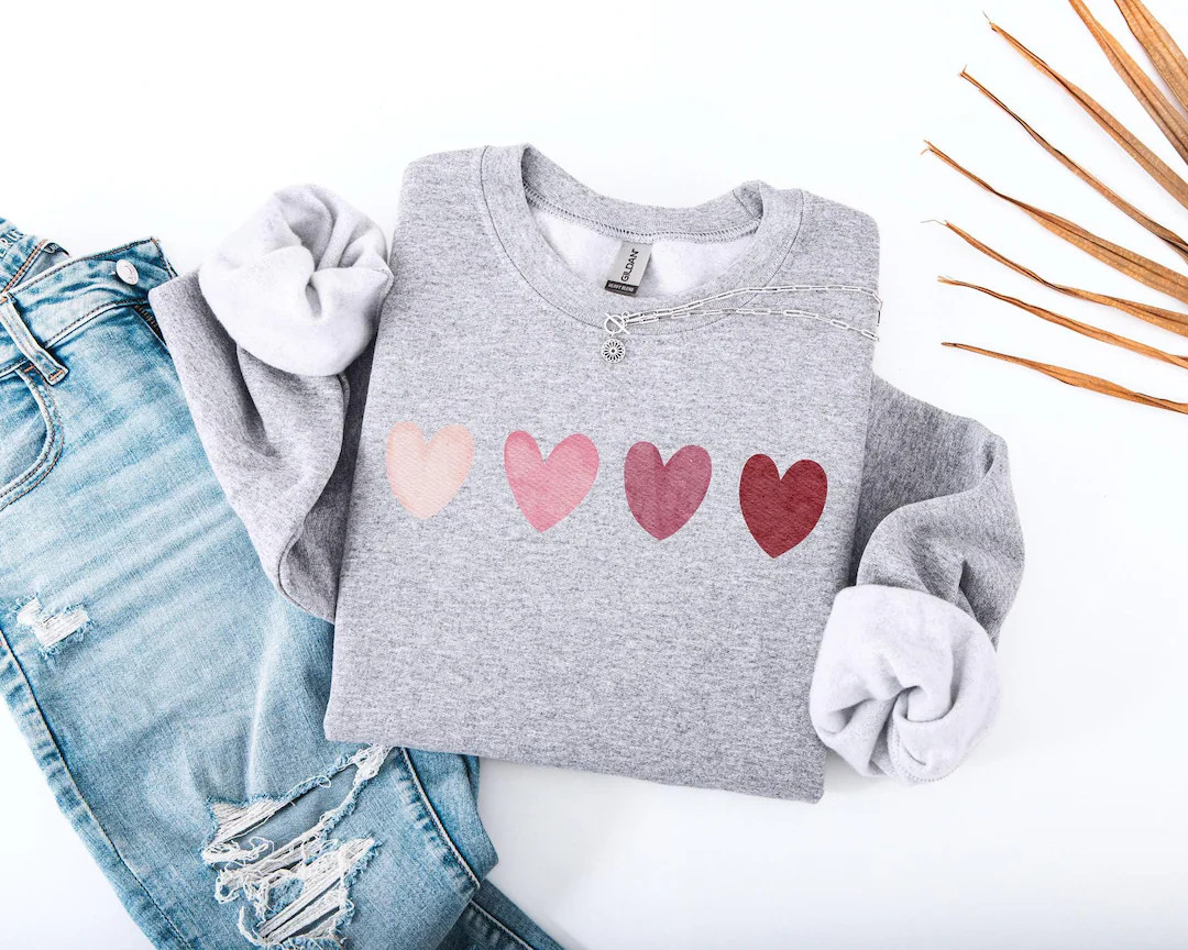 Valentine Heart Sweatshirt, Cute Valentine Sweatshirts, Valentine Sweatshirts, Vintage Valentine ... | Etsy (US)