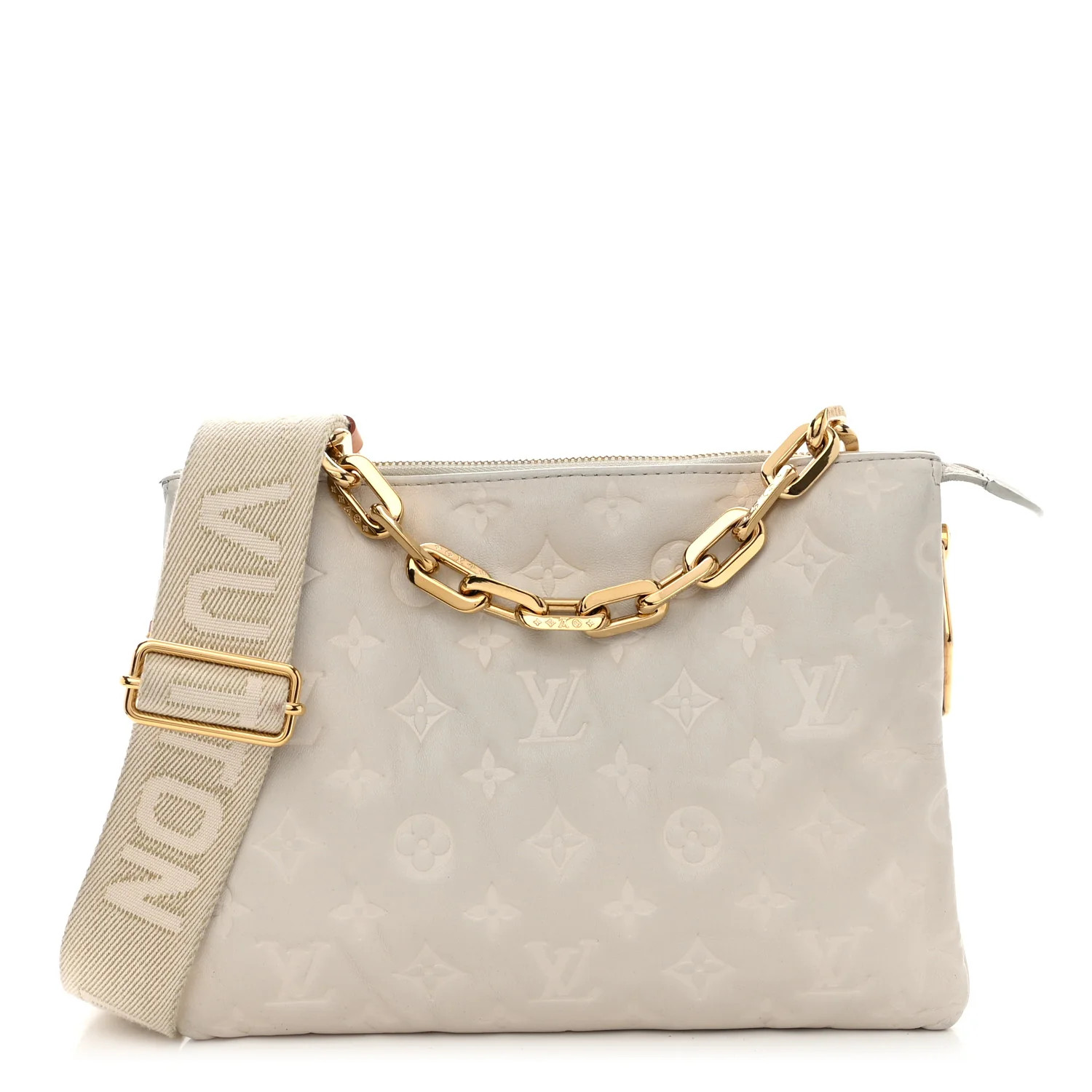 Lambskin Embossed Monogram Coussin PM Cream | FASHIONPHILE (US)
