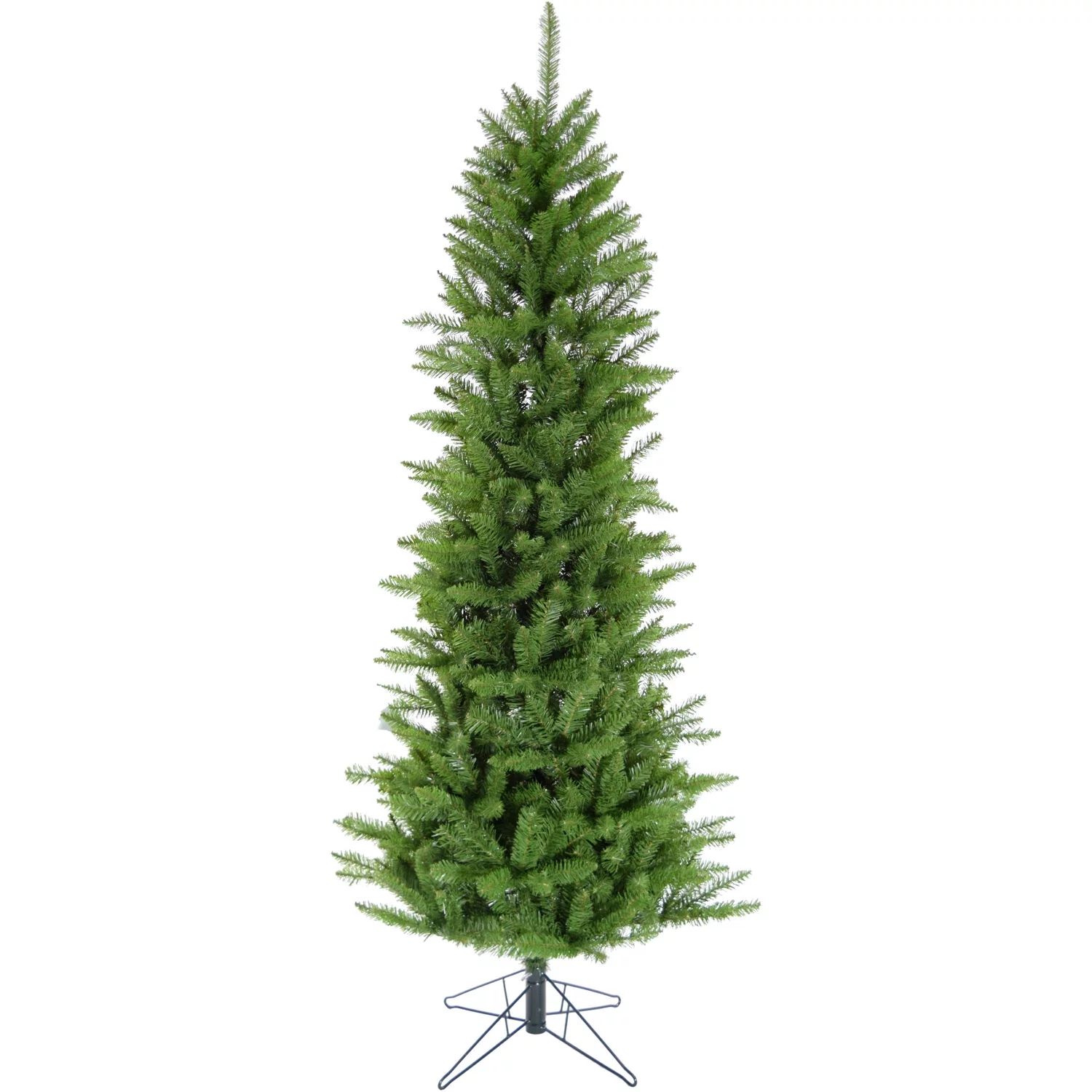 Christmas Time 6.5-Ft Unlit Winter Wonderland Slim Green Artificial Christmas Tree with Metal Sta... | Walmart (US)