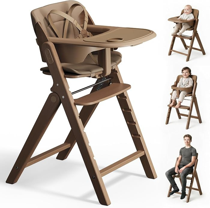 Mamazing GrowPod Pro Wooden Baby High Chair for 6 Months to 220lbs, Easy to Clean with Tray, Comp... | Amazon (US)