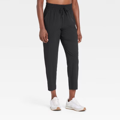 Women's Active Light High-Rise Taper Pants - All In Motion™ Black L: Moisture Wicking, Quick Dry, 4-Way Stretch, UPF 50+ | Target