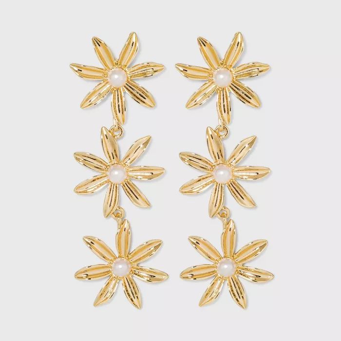 SUGARFIX by BaubleBar Stacked Flower Drop Earrings - Gold | Target