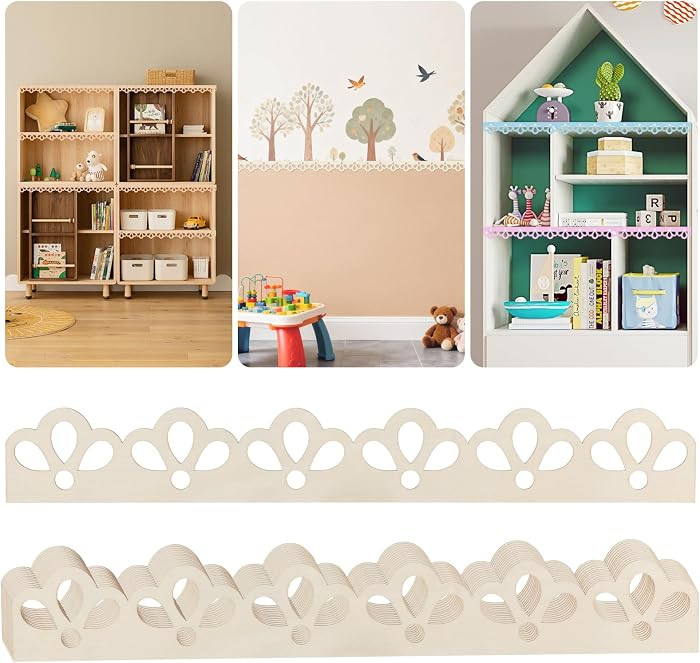 12 Pack Scalloped Wood Trim, Decorative Scallop Edge Molding Trim, Floral Cutout Pattern Design, ... | Amazon (US)