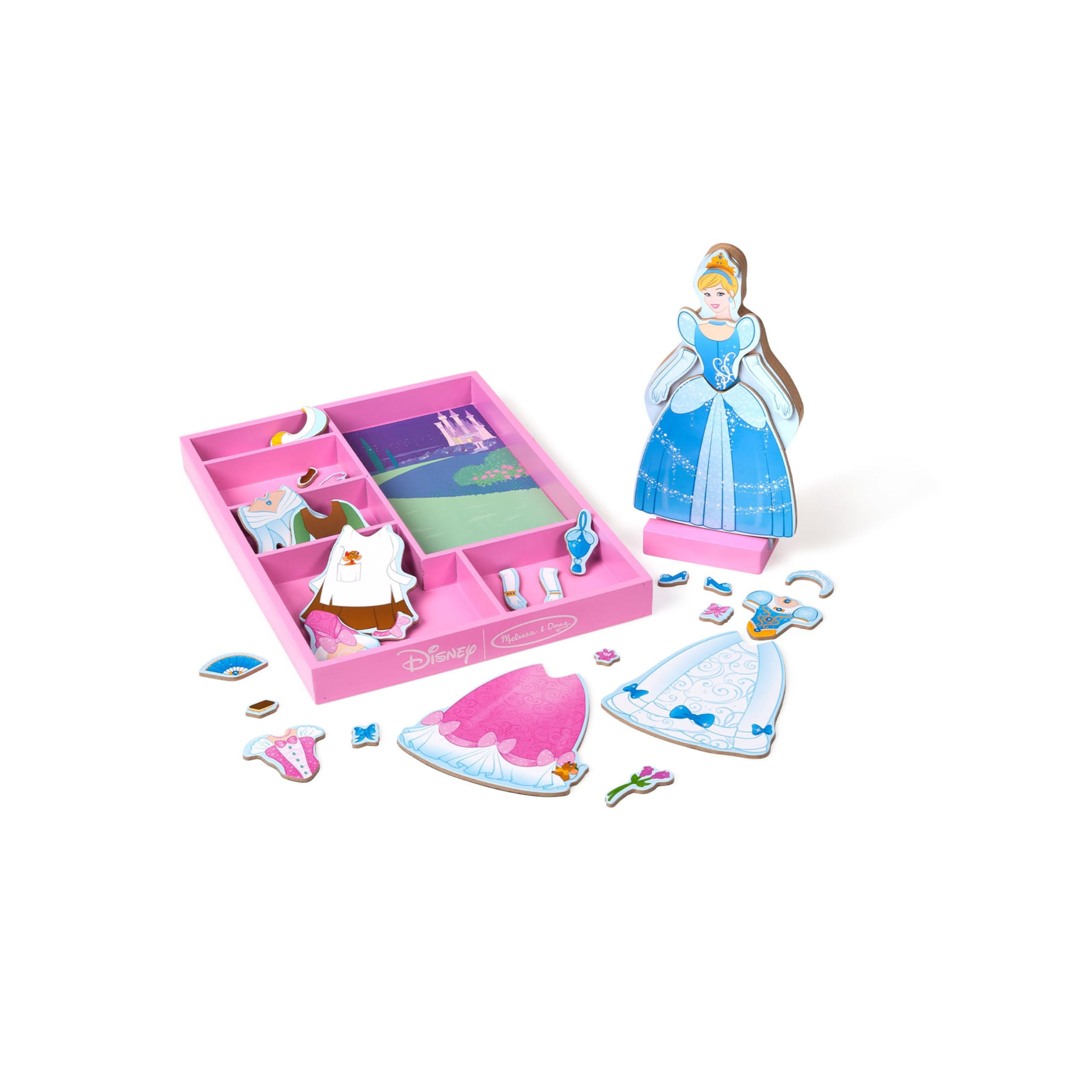 Melissa & Doug Disney Cinderella Magnetic Dress-Up Wooden Doll Pretend Play Set (30+ pcs) | Amazon (US)
