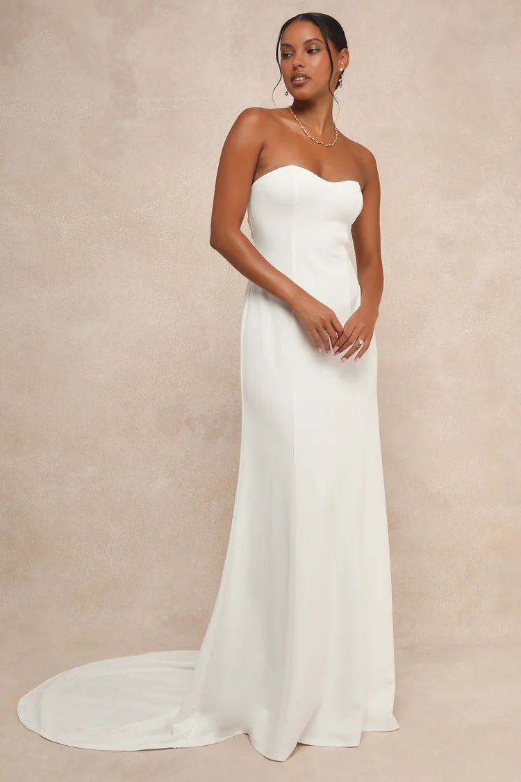 Romantic Vision White Pearl Strapless Maxi Dress | Lulus